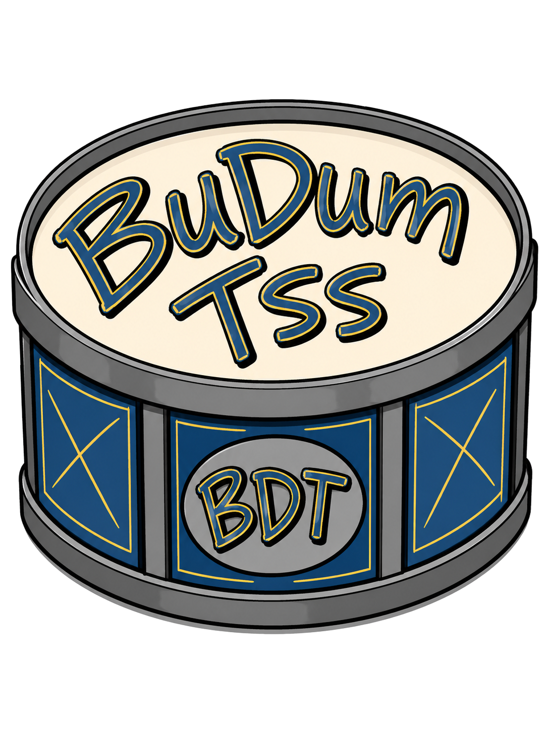 BaDum Tss logo — an illustrated snare drum